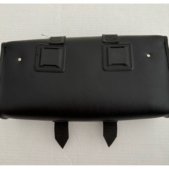 WILLIE & MAX Saddlebags Motorcycle Black Leather Silver Legend Tool Bag - Picture 2 of 6